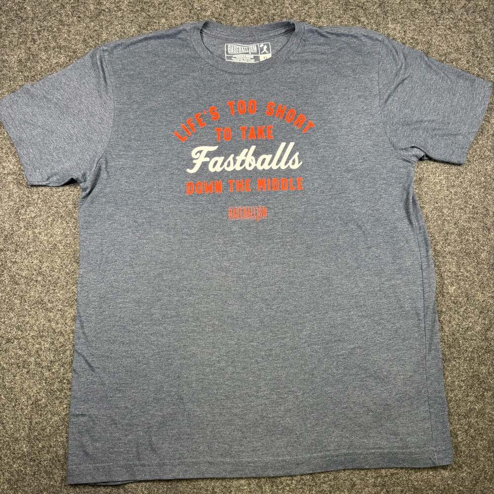 Baseballism 'Life's Too Short To Take Fastballs Down The Middle' Heather Blue T-